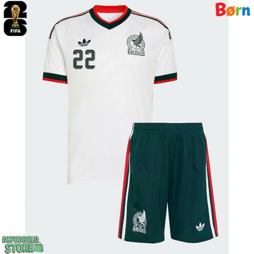 Mexico Hirving Lozano #22 Replika Babytøj Udebanesæt Børn VM 2026 Kortærmet (+ Korte bukser)